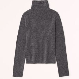 Abercrombie & Fitch Dark Grey Merino Wool-Blend Turtleneck Sweater